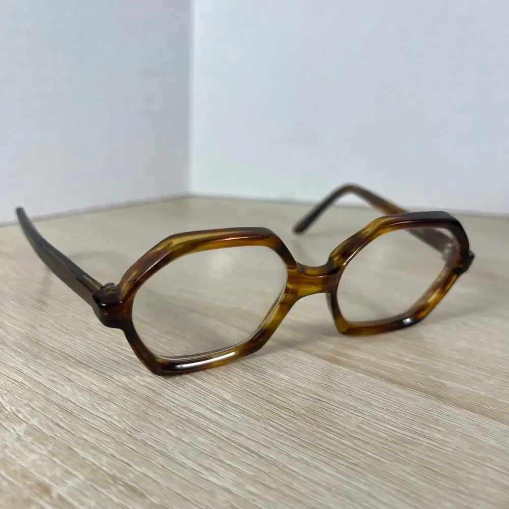 Vintage Safilo Scala Hexagon Eyeglasses Havana Brown Frames 5 1/2 Italy 48-22